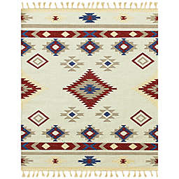 Araceli Fae 8' x 10' Handcrafted Area Rug in Red/Ivory