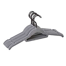 Squared Away™ Velvet Slim Shirt Hangers in Grey with Matte Black Hook (Set of 12)