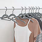 Alternate image 1 for Squared Away&trade; Velvet Slim Shirt Hangers in Grey with Matte Black Hook (Set of 12)