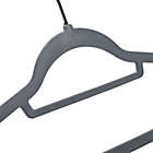 Alternate image 4 for Squared Away&trade; Velvet Slim Suit Hangers in Grey with Matte Black Hook (Set of 12)