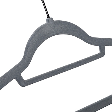 Squared Away&trade; Velvet Slim Suit Hangers in Grey with Matte Black Hook (Set of 12). View a larger version of this product image.
