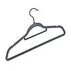 Alternate image 6 for Squared Away&trade; Velvet Slim Suit Hangers in Grey with Matte Black Hook (Set of 12)