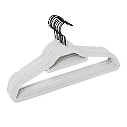 Squared Away™ Velvet Slim Suit Hangers in White with Matte Black Hook (Set of 12)