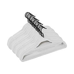 Squared Away™ Velvet Slim Suit Hangers in White with Matte Black Hook (Set of 50)
