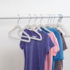 Alternate image 1 for Squared Away&trade; Velvet Slim Child Sized Hangers in White with Chrome Hook (Set of 14)