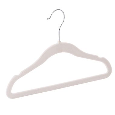 Squared Away&trade; Velvet Slim Child Sized Hangers in White with Chrome Hook (Set of 14). View a larger version of this product image.