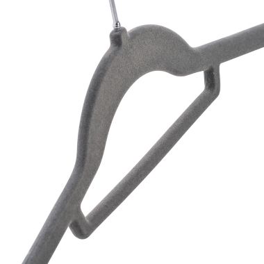 Squared Away&trade; Velvet Slim Shirt Hangers in Grey with Chrome Hook (Set of 12). View a larger version of this product image.