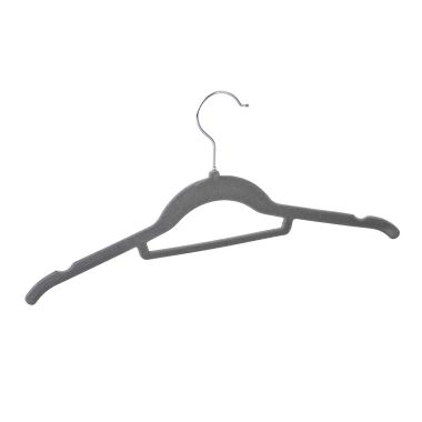 Squared Away&trade; Velvet Slim Shirt Hangers in Grey with Chrome Hook (Set of 12). View a larger version of this product image.