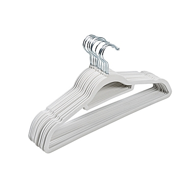 Squared Away &trade; Velvet Slim Suit Hangers in White with Chrome Hook (Set of 12). View a larger version of this product image.
