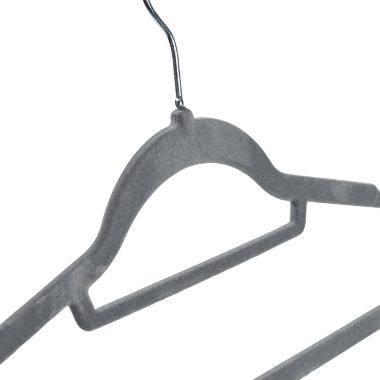 Squared Away&trade; Velvet Slim Suit Hangers with Chrome Hook in Grey (Set of 50). View a larger version of this product image.