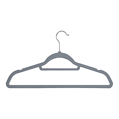 Squared Away&trade; Velvet Slim Suit Hangers with Chrome Hook in Grey (Set of 50). View a larger version of this product image.