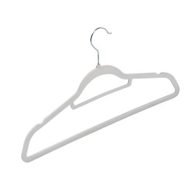 Squared Away&trade; Velvet Slim Suit Hangers with Chrome Hook in White (Set of 50). View a larger version of this product image.