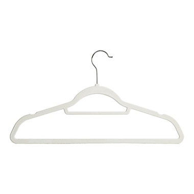 Squared Away&trade; Velvet Slim Suit Hangers with Chrome Hook in White (Set of 50). View a larger version of this product image.