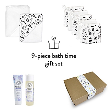 The Honest Company&reg; 9-Piece Bubbles &amp; Cuddles Bath Gift Set in Black/White. View a larger version of this product image.