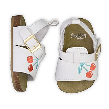 goldbug&trade; Size 0-3M Cherry Sandal in White. View a larger version of this product image.