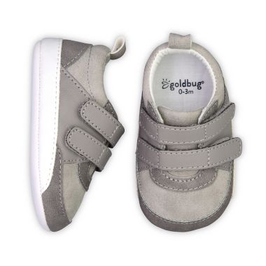 goldbug&reg; Size 0-3M Retro Low Top Sneaker in Grey. View a larger version of this product image.