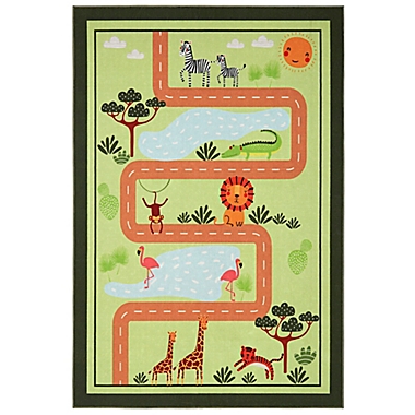 Everwash Imagine Jungle Road 6&#39; x 9&#39; Area Rug in Green. View a larger version of this product image.