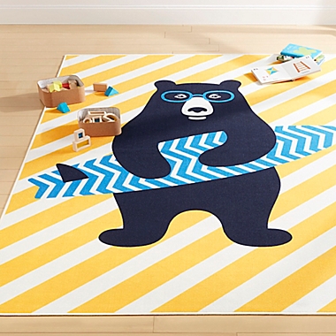 Everwash Imagine Surfer Bear 6&#39; x 9&#39; Multicolor Area Rug. View a larger version of this product image.
