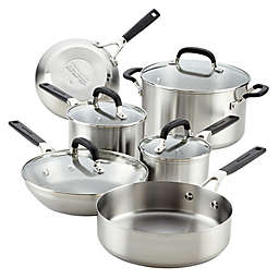KitchenAid® Stainless Steel 10-Piece Cookware Set in Brushed Stainless Steel Finish