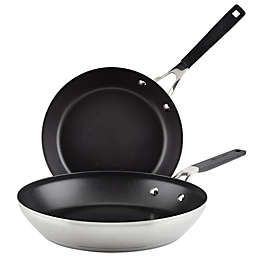 KitchenAid® Nonstick Stainless Steel 2-Piece Frying Pan Set in Brushed Stainless Steel Finsh