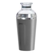 Oggi&trade; Groove Double Walled Stainless Steel Cocktail Shaker with Lid in Grey