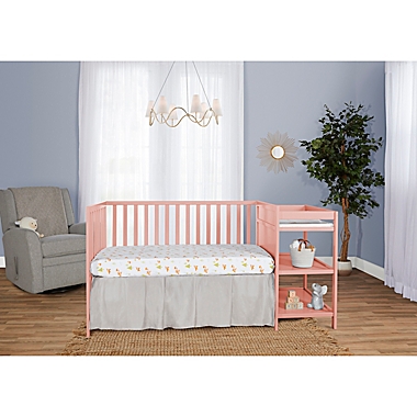 Dream On Me Synergy 4-in-1 Convertible Crib And Changer in Dusty Pink. View a larger version of this product image.