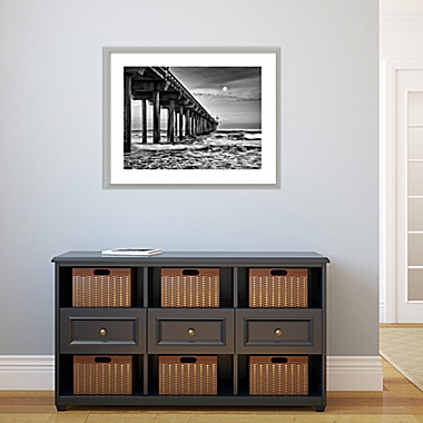 Full moon over Scripps Pier 33.5-Inch x 27-Inch Framed Wall Art in Silver. View a larger version of this product image.