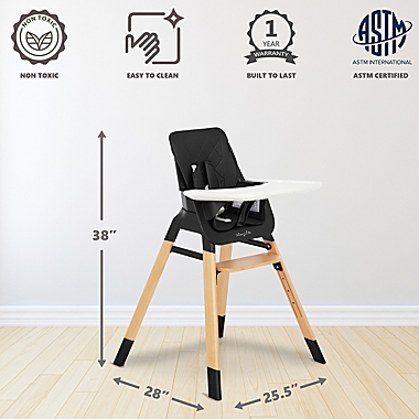 Dream On Me Nibble 2-in-1 Wooden High Chair in Black. View a larger version of this product image.