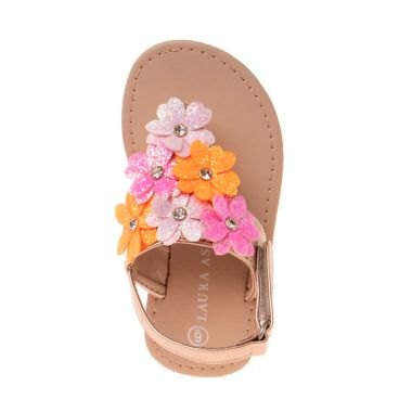 Laura Ashley&reg; Glitter Flower Thong Sandal in Tuscan/Multi. View a larger version of this product image.