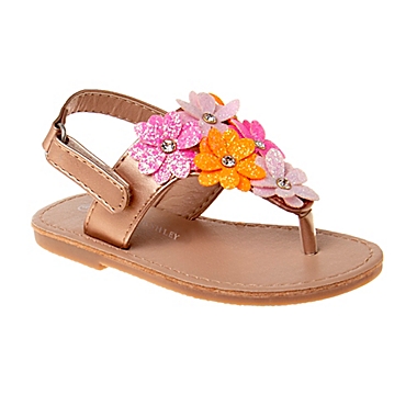 Laura Ashley&reg; Glitter Flower Thong Sandal in Tuscan/Multi. View a larger version of this product image.