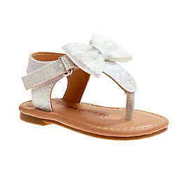 Laura Ashley® Size 4 Glitter Bow Thong Sandal in White