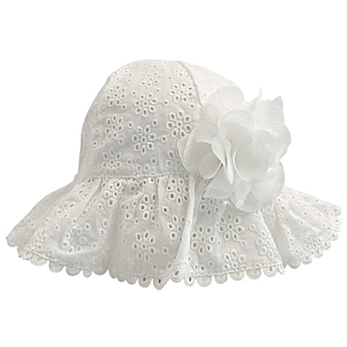 Addie & Tate  Newborn Sweet Eyelet Floppy Hat in White. View a larger version of this product image.