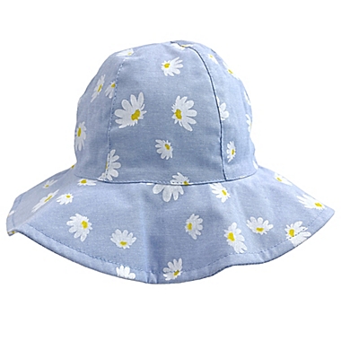 Addie & Tate  Daisies Newborn Floppy Hat in Chambray. View a larger version of this product image.