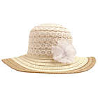 Alternate image 1 for Addie & Tate Toddler Straw Lace Sunhat with Flower in White