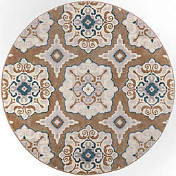 Tremont Salem 5' Round Area Rug in Taupe/Blue