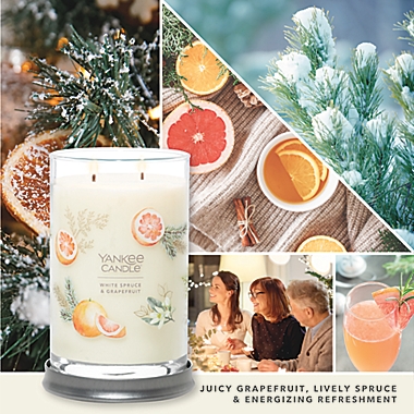 Yankee Candle&reg; White Spruce &amp; Grapefruit Signature Collection 20 oz. Large Tumbler Candle. View a larger version of this product image.
