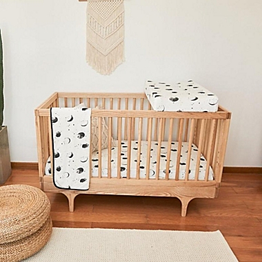 goumi&reg; Many Moons 3-Piece Organic Cotton Crib Bedding Set in White/Black. View a larger version of this product image.