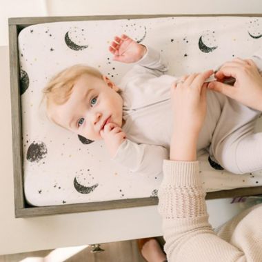 goumi&reg; Many Moons 3-Piece Organic Cotton Crib Bedding Set in White/Black. View a larger version of this product image.