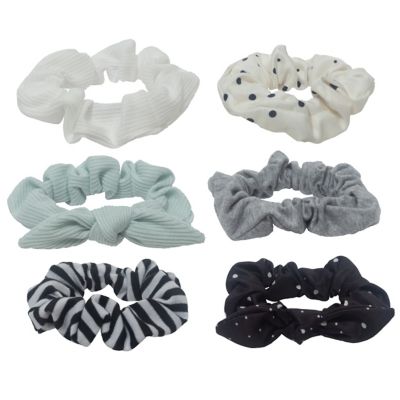Isaac Mizrahi Assorted Scrunchies in Ivory/Multi (Set of 6)