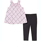 Alternate image 1 for Calvin Klein&reg; Size 3-6M 2-Piece Grid Tunic and Legging Set in Pink