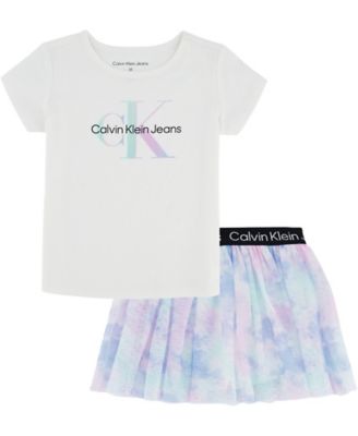 Calvin Klein&reg; Size 18M 2-Piece Top and Skirt Set in White