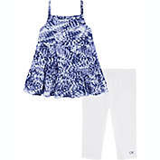 Calvin Klein&reg; 2-Piece Tie Dye Tunic and Legging Set in Blue/White