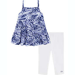 Calvin Klein® 2-Piece Tie Dye Tunic and Legging Set in Blue/White