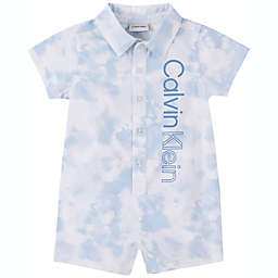 Calvin Klein® Size 12M Logo Tie Dye Romper in Blue