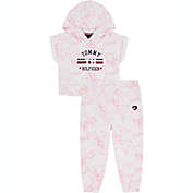 Tommy Hilfiger&reg; 2-Piece Hooded Short Sleeve Top and Jogger Set in Pink/White