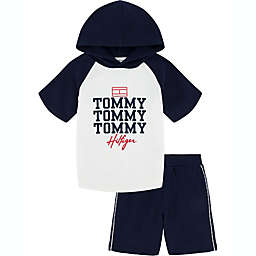 Tommy Hilfiger® Size 2T 2-Piece Hooded Short Sleeve Top and Short Set in Navy