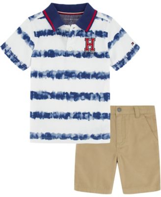 Tommy Hilfiger&reg; 2-Piece Polo Shirt and Short Set in White/Khaki