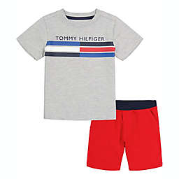 Tommy Hilfiger® Size 2T 2-Piece Tee & Short Set in Grey/Red