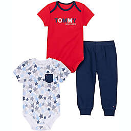 Tommy Hilfiger® 3-Piece Bodysuits and Pant Set in Red/Navy