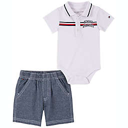 Tommy Hilfiger® 2-Piece Bodysuit & Shorts Set in White/Blue